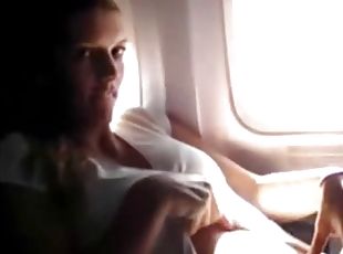Amateur Masturbation in airplane