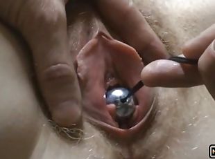 Shy wife gets her tight pussy fingered and toyed to a strong orgasm