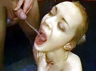 pisser, fellation, sur-le-visage, ejaculation, blonde, bukkake