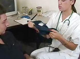 Handjob doctor gives him a good time