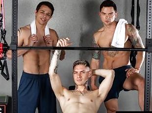 Tatted Gym Sluts Double Stuffed By Massive Cocks - Zak Bishop, Dakota Payne, Kyle Wyncrest