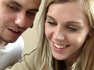 fisse-pussy, mager, pikslikkeri, teenager, hardcore, creampie, par, ung-18, blond, ridning