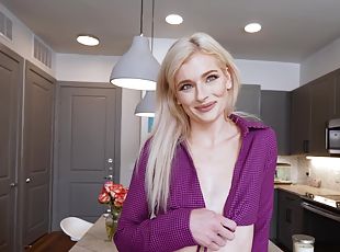 Skinny roommate Hyley Winters shows wet pussy and sucks like a pro