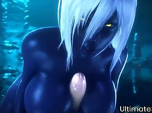Hot babes enjoy giving titjob to huge dick players and Nier Automata gets raw doggystyle sex