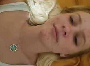 Cute blonde gets another facial