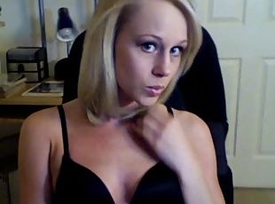 milf, blonde, webcam, douce, solo, soutien-gorge, string, elle-se-déshabille