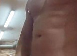 Jerking off at the gym showers and locker room with thick cum