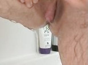 Hairy Trans Guy Shaving His Dick and Balls (dripping wet in the sho...