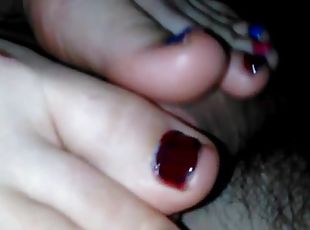 Sensual foot job with the Finnish splattered across perfectly shape...