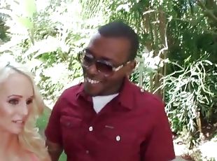 Blonde Emily Austin sucks huge black dick