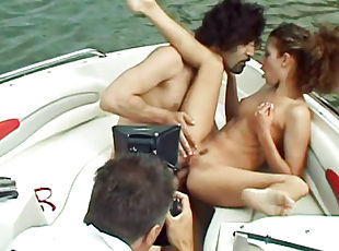 Tempting and hot couple is having fuck on the boat