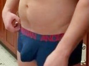 Guys soft cock exposed in the locker room