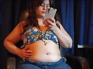 Bloated Nicole's Belly is Almost Bursting out of her Blouse