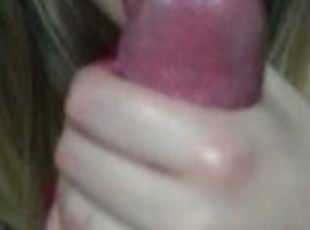 amatør, blowjob, cumshot, stor-pikk, tenåring, hjemmelaget, par, pov, cum, blond