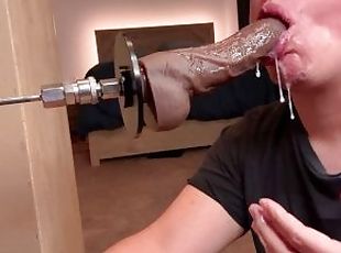 Throat fuck training with a curvy black dick