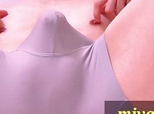 Nipple play makes handsome guy's dick boner in sexy underwear.Japan...