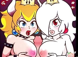 gros-nichons, ejaculation-sur-le-corps, trio, double, anime, hentai, seins