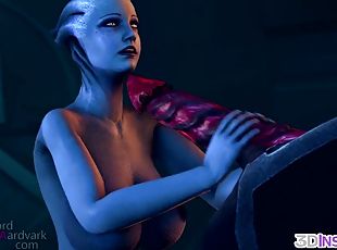 Hot babe from Mass Effect takes cock ride from big dick boss alien man