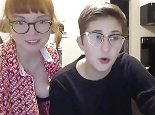 nerdy girl decides to call her new lesbian friend for amazing sex