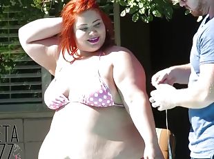 debeli, latine, bbw, bazen, guz, bikini