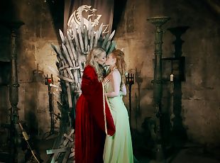 Rebecca More and Ella Hughes enjoy fucking on the iron throne