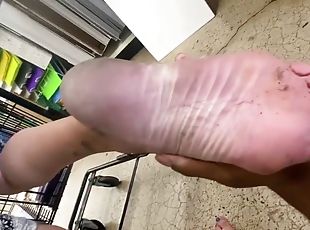 Smelly Dirty Goth Soles Sniffing in Public