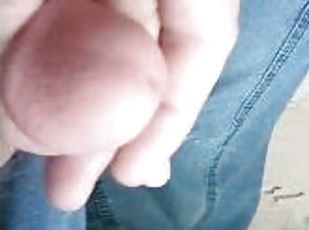 Solo exhibitionism soft big dick and handjob condom cumshot