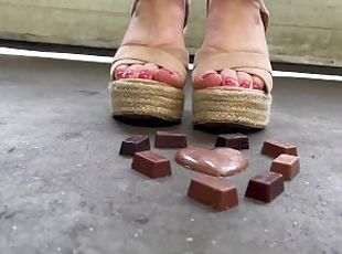 Wedges stepping on chocolate ???? trailer/preview. JuliaApril @ onl...