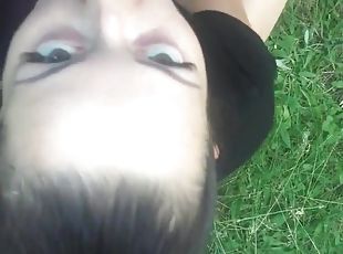 Nasty Brunette Babe Outdoor Blowjob - SoloAustria
