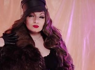 ASMR Mistress: fur coat fetish, clowly erotic movements and leather...