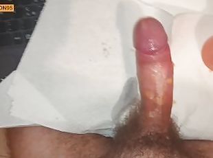 Young man wanking his hairy cock with candle wax (candle wax tortur...