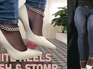 White Heels Crush and Stomp - Bootjob, Shoejob, Ballbusting, CBT, T...