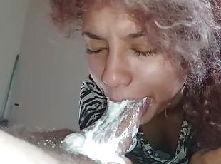 ebony teen slut who stuffed her throat in the dick until the creamp...