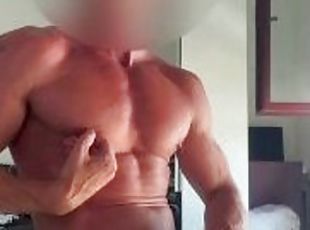 masturbación, amateur, chorro-de-corrida, gay, casero, cachonda, a-solas, musculada