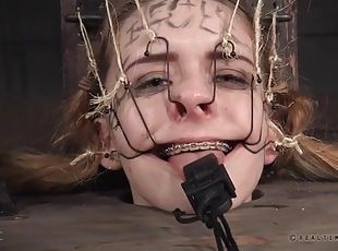 Young slut in braces does her first BDSM scene