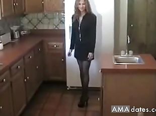 Sexy housewife is wildly fucking on the kitchen with her boyfriend