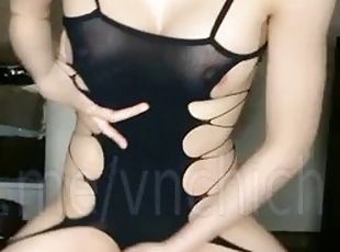 Wc Vn Vietnamese girl wearing sexy mesh shirt livestream show very ...