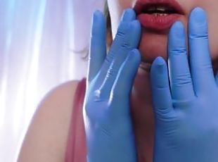 ASMR: medical nitrile gloves, touching face, relaxing sounds, SFW f...