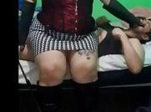 BBW Asian Governess does Assjob Facesitting glovejob in leather Rid...