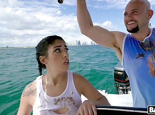 Wild fucking on the boat with cock hungry Latina Vanessa Sky