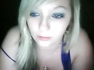 Chubby blonde webcam babe fondles her tits
