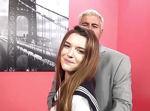 Amateur close up video of good looking brunette Alex Mae having sex