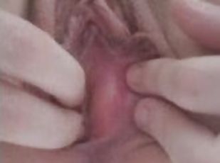 klitoris, pička, amatérske, sólo, bruneta, malé-prsia