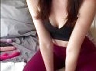 Playful teen reacts to a porn video 'Teacher fucking student'