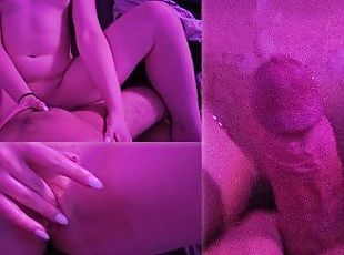 little slut fingers herself wet before cumshot on her pussy, she ge...