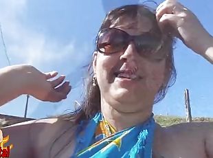 Chubby brazilian wife naked on public beach