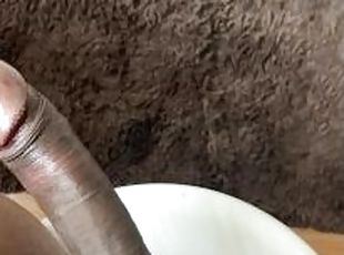 onani, amatør, ebony, stor-pikk, handjob, svart, pov, cum, fetisj, alene