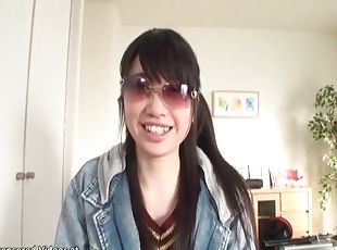 Japanese shy college girl sucks bfs dick