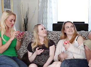 British cfnm femdom shares cock with friends