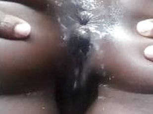Black Naughty Slut Slapped Ass To Open Her 2 Holes Full Of Cum Afte...